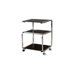 עגלת 2 מדפים עגולים שחורה עם גלגלים47*60 ס"מ D3-2