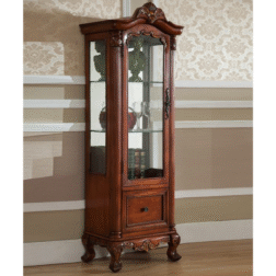 ויטרינת עץ וינטג' זכוכית  עם מגירה בעיצוב רטרו HST011