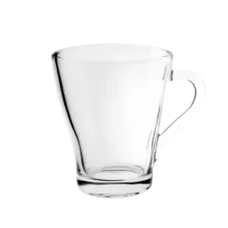 כוס קפה מעוצבת מזכוכית עם ידית – 260 מ״ל