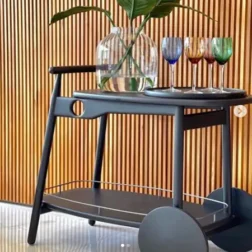 עגלת בר מעוצבת עם מגש נשלף מעץ אלון ברזילאי דגם BAR שחור