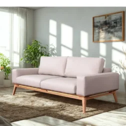 ספת ישיבה דו מושבית עץ אלון דמוי עור  מעוצבת MANILA