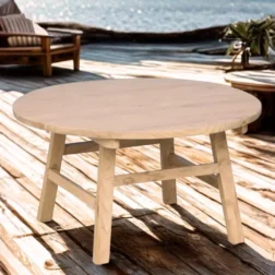 שולחן קפה Duke מעץ טיק קוטר 80 ס"מ